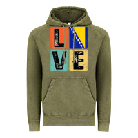 Vintage Olive vintage retro i love bosnia flag for bosnian pride gift t shirt Vintage Hoodie - linhVisuals
