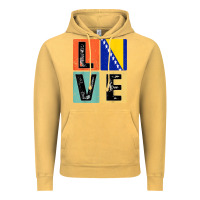 Vintage Mustard vintage retro i love bosnia flag for bosnian pride gift t shirt Vintage Hoodie - linhVisuals