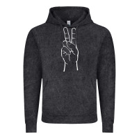 Vintage Black peace sign two fingers hand gesture symbol illustration t shirt Vintage Hoodie - linhVisuals