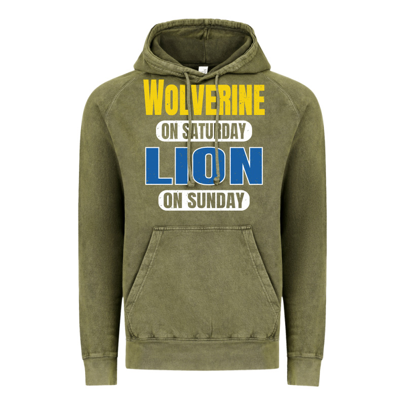 Wolverine On Saturday Lion On Sunday Fans Detroit Vintage Pullover Hoo Vintage Hoodie by linhVisuals | Teevron