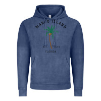 Vintage Denim womens marco island florida colorful palm tree retro novelty art v nec Vintage Hoodie - linhVisuals