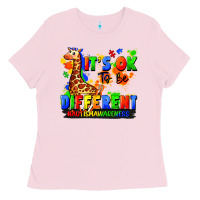 Bubblegum Pink it's ok to be different autism awareness Ladies Tee - FaDigitalArtStudio