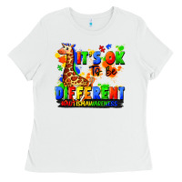 White it's ok to be different autism awareness Ladies Tee - FaDigitalArtStudio