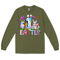 Army Green My 1st Easter Long Sleeve Tee - CowhideDigitalArt
