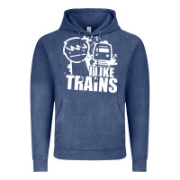 Vintage Denim i like trains Vintage Hoodie - linhVisuals