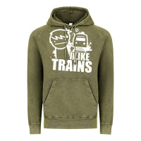 Vintage Olive i like trains Vintage Hoodie - linhVisuals
