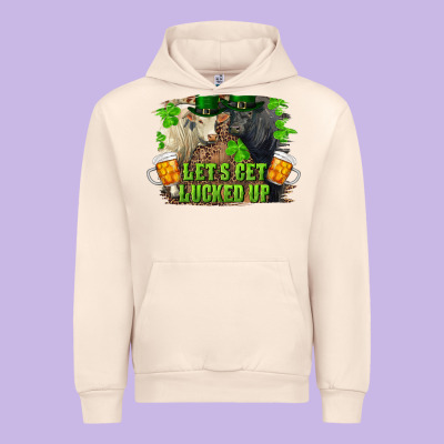 Let's Get Lucked Up Charolais And Black Angus Bull Urban Hoodie Designed By Ranaportraitstore