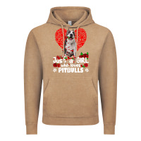 Vintage Coffee pitbull lover dog roses funny just a girl who loves pitbull 213 pitbul Vintage Hoodie - linhVisuals