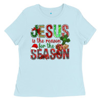 Baby Blue jesus is the reason for the season christmas bbs Ladies Tee - BundleAndBundleShop