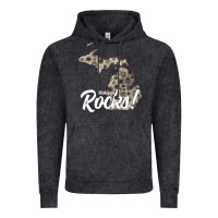 Vintage Black great lakes shaped men women petoskey stone michigan rocks pullover ho Vintage Hoodie - linhVisuals