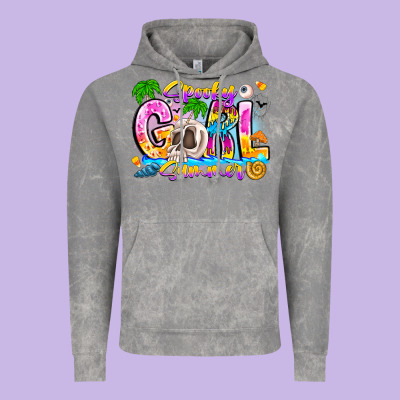 Spooky Girl Summer Vintage Hoodie Designed By Cowhidedigitalart