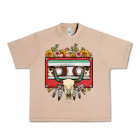 Burro bull skull sunflower floral cassette Urban Heavy Tee - FaDigitalArtStudio
