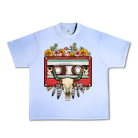 Grape Ice bull skull sunflower floral cassette Urban Heavy Tee - FaDigitalArtStudio