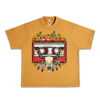 Peanut Butter bull skull sunflower floral cassette Urban Heavy Tee - FaDigitalArtStudio