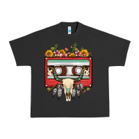 Pigment Black bull skull sunflower floral cassette Urban Heavy Tee - FaDigitalArtStudio