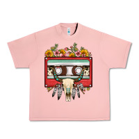 Salmon bull skull sunflower floral cassette Urban Heavy Tee - FaDigitalArtStudio