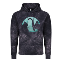 Cloud Black bigfoot riding loch ness monster sasquatch ufo abduction pullover hood Vintage Hoodie - linhVisuals