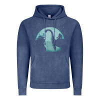 Vintage Denim bigfoot riding loch ness monster sasquatch ufo abduction pullover hood Vintage Hoodie - linhVisuals