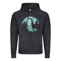 Vintage Black bigfoot riding loch ness monster sasquatch ufo abduction pullover hood Vintage Hoodie - linhVisuals