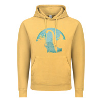 Vintage Mustard bigfoot riding loch ness monster sasquatch ufo abduction pullover hood Vintage Hoodie - linhVisuals