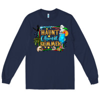 Navy name spooky summer vibes Long Sleeve Tee - CowhideDigitalArt