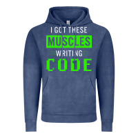 Vintage Denim funny programmer writing code muscles meme for computer geek Vintage Hoodie - linhVisuals