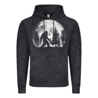 Vintage Black bigfoot in the forest hiding at night full moon trees nature t shirt Vintage Hoodie - linhVisuals