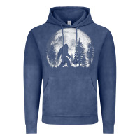 Vintage Denim bigfoot in the forest hiding at night full moon trees nature t shirt Vintage Hoodie - linhVisuals