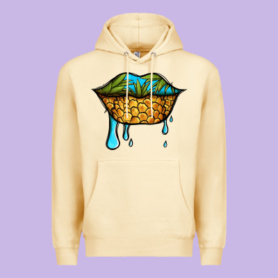 Summer Vibes Pineapple Lips Premium Hoodie Designed By Jasminsmagicworld