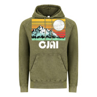 Vintage Olive ojai california mountains & sun retro 80s graphic Vintage Hoodie - linhVisuals