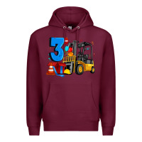 Burgundy forklift birthday three Premium Hoodie - Artiststas