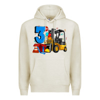 Oatmeal Heather forklift birthday three Premium Hoodie - Artiststas
