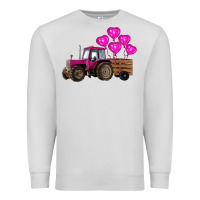 Dove Grey valentines day pink tractor with pink heart balloo Premium Sweatshirt - RanaPortraitStore