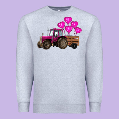 Valentines Day Pink Tractor With Pink Heart Balloo Premium Sweatshirt Designed By Ranaportraitstore