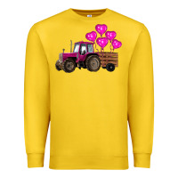 Lemon valentines day pink tractor with pink heart balloo Premium Sweatshirt - RanaPortraitStore