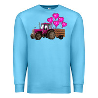Ocean Blue valentines day pink tractor with pink heart balloo Premium Sweatshirt - RanaPortraitStore
