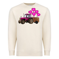 Sandshell valentines day pink tractor with pink heart balloo Premium Sweatshirt - RanaPortraitStore