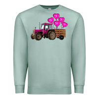 Seafoam valentines day pink tractor with pink heart balloo Premium Sweatshirt - RanaPortraitStore