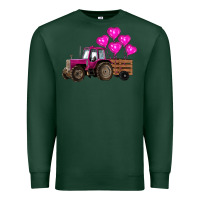 Sports Green valentines day pink tractor with pink heart balloo Premium Sweatshirt - RanaPortraitStore