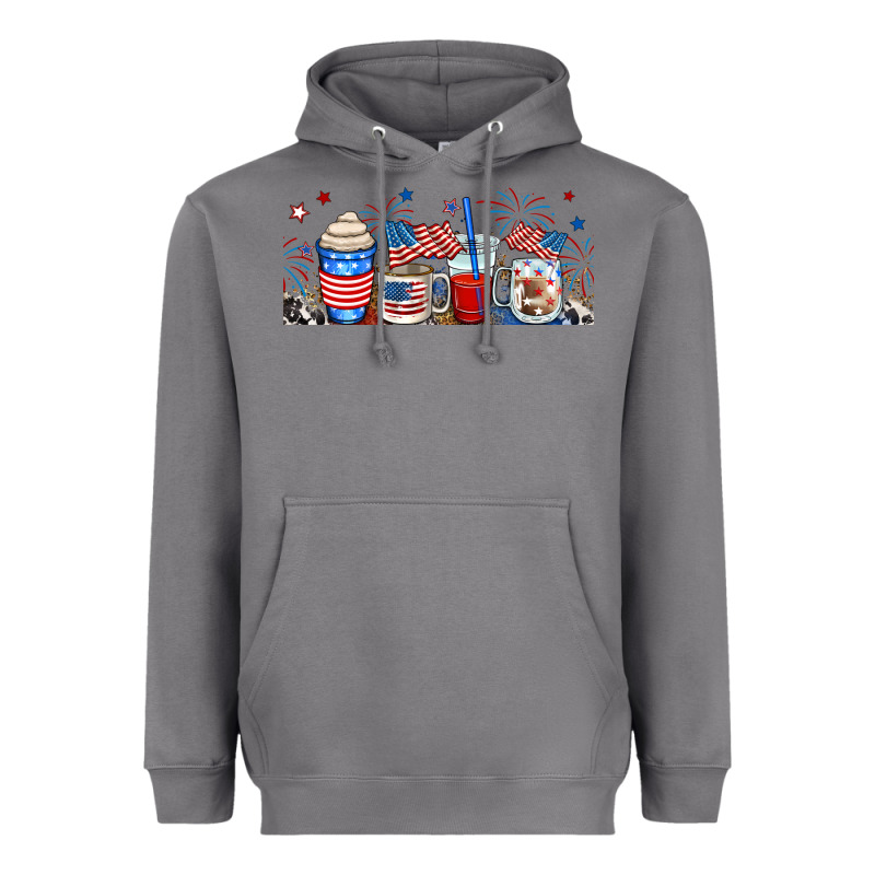 4th Of July Coffe Cups Heavyweight Hoodie by RanaPortraitStore | Teevron
