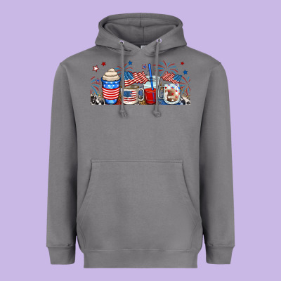 4th Of July Coffe Cups Heavyweight Hoodie Designed By Ranaportraitstore