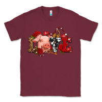 Burgundy love with pig olivia Classic Tee - OliviaCreatesArt
