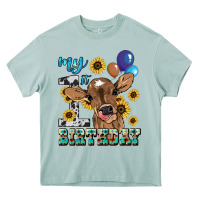 Arona My first Birthday baby cow sunflower Heavy Core Tee - HowdyJamesFarm