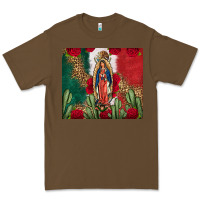 Cacao Our Lady Of Guadalupe Mexican Flag Roses Cactus Premium Tee - FaDigitalArtStudio