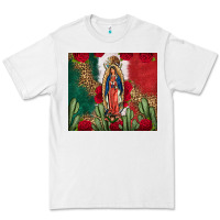 White Our Lady Of Guadalupe Mexican Flag Roses Cactus Premium Tee - FaDigitalArtStudio