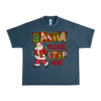 Midnight Navy Santa Please Stop Here Urban Heavy Tee - FaDigitalArtStudio