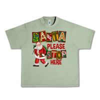 Oil Green Santa Please Stop Here Urban Heavy Tee - FaDigitalArtStudio