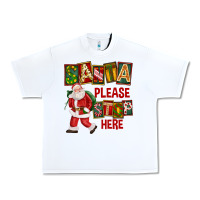 White Santa Please Stop Here Urban Heavy Tee - FaDigitalArtStudio