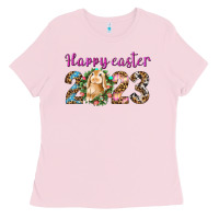 Bubblegum Pink Happy Easter 2023 Ladies Tee - BundleAndBundleShop