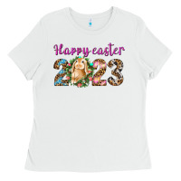 White Happy Easter 2023 Ladies Tee - BundleAndBundleShop